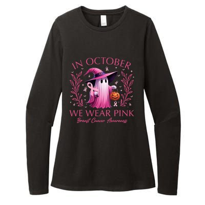 In October We Wear Ghost Witch Breast Cancer Awareness Womens CVC Long Sleeve Shirt