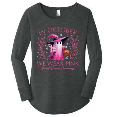 In October We Wear Ghost Witch Breast Cancer Awareness Women's Perfect Tri Tunic Long Sleeve Shirt