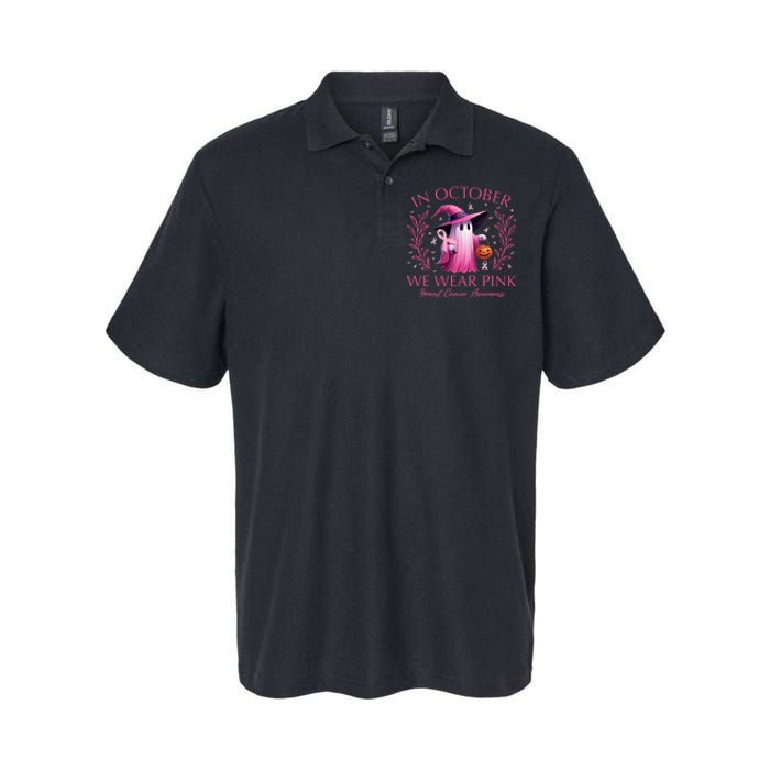 In October We Wear Ghost Witch Breast Cancer Awareness Softstyle Adult Sport Polo