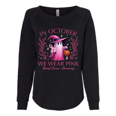 In October We Wear Ghost Witch Breast Cancer Awareness Womens California Wash Sweatshirt