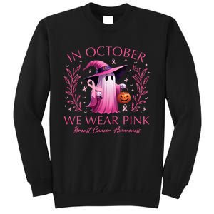 In October We Wear Ghost Witch Breast Cancer Awareness Tall Sweatshirt