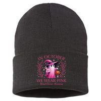 In October We Wear Ghost Witch Breast Cancer Awareness Sustainable Knit Beanie