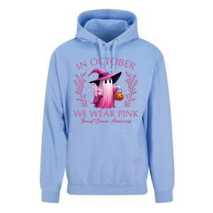 In October We Wear Ghost Witch Breast Cancer Awareness Unisex Surf Hoodie