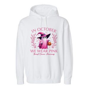 In October We Wear Ghost Witch Breast Cancer Awareness Garment-Dyed Fleece Hoodie