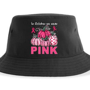 In October We Wear Pumpkin Breast Cancer Awareness Sustainable Bucket Hat