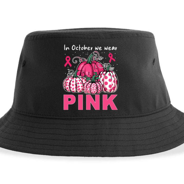 In October We Wear Pumpkin Breast Cancer Awareness Sustainable Bucket Hat