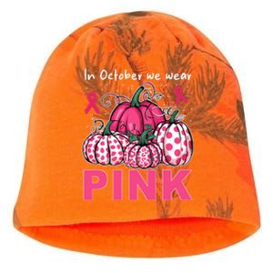 In October We Wear Pumpkin Breast Cancer Awareness Kati - Camo Knit Beanie