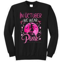 In October We Wear Ribbon pink Halloween Witch Breast Cancer Sweatshirt