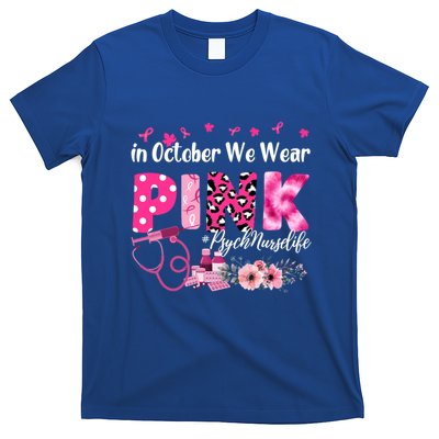 In October We Wear Psych Nurse Breast Cancer Awareness Gift T-Shirt