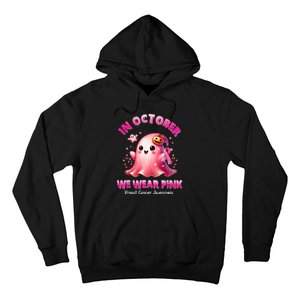 In October We Wear P.I.N.K Ghost Witch Breast Cancer Awareness Hoodie