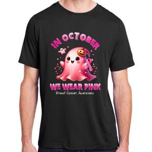 In October We Wear P.I.N.K Ghost Witch Breast Cancer Awareness Adult ChromaSoft Performance T-Shirt