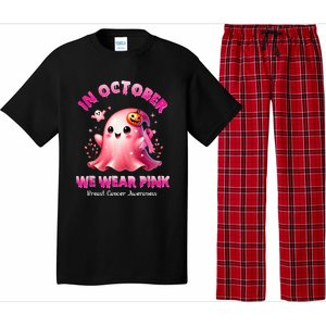 In October We Wear P.I.N.K Ghost Witch Breast Cancer Awareness Pajama Set