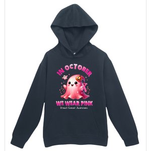 In October We Wear P.I.N.K Ghost Witch Breast Cancer Awareness Urban Pullover Hoodie