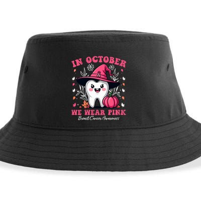 In October We Wear Tooth Dental Breast Cancer Awareness Sustainable Bucket Hat