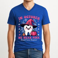 In October We Wear Tooth Dental Breast Cancer Awareness V-Neck T-Shirt