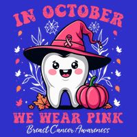 In October We Wear Tooth Dental Breast Cancer Awareness V-Neck T-Shirt