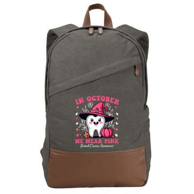 In October We Wear Tooth Dental Breast Cancer Awareness Cotton Canvas Backpack