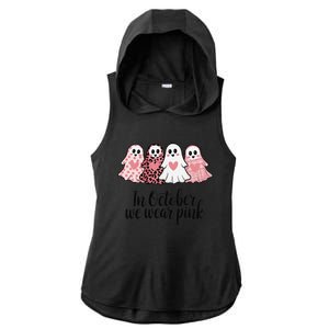 In October We Wear Pin.K Ghost Witch Breast Cancer Awareness Ladies PosiCharge Tri-Blend Wicking Draft Hoodie Tank