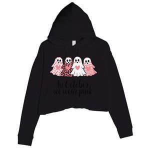 In October We Wear Pin.K Ghost Witch Breast Cancer Awareness Crop Fleece Hoodie