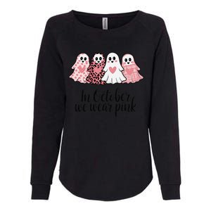 In October We Wear Pin.K Ghost Witch Breast Cancer Awareness Womens California Wash Sweatshirt