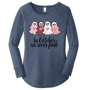 In October We Wear Pin.K Ghost Witch Breast Cancer Awareness Women's Perfect Tri Tunic Long Sleeve Shirt