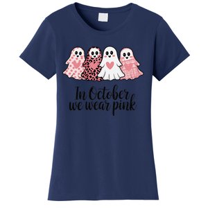 In October We Wear Pin.K Ghost Witch Breast Cancer Awareness Women's T-Shirt