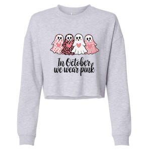 In October We Wear Pin.K Ghost Witch Breast Cancer Awareness Cropped Pullover Crew