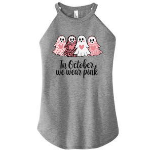 In October We Wear Pin.K Ghost Witch Breast Cancer Awareness Women's Perfect Tri Rocker Tank