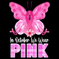 In October We Wear Pink Butterfly Ribbon Breast Cancer Bag