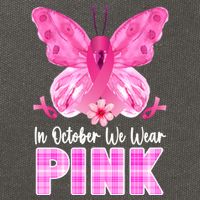 In October We Wear Pink Butterfly Ribbon Breast Cancer Cotton Canvas Backpack
