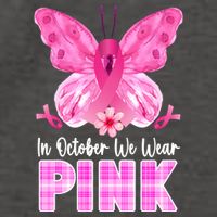 In October We Wear Pink Butterfly Ribbon Breast Cancer Vector Backpack