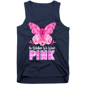 In October We Wear Pink Butterfly Ribbon Breast Cancer Tank Top