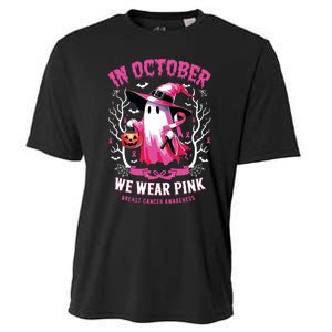 In October We Wear Ghost Witch Breast Cancer Awareness Cooling Performance Crew T-Shirt