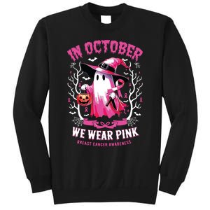 In October We Wear Ghost Witch Breast Cancer Awareness Sweatshirt