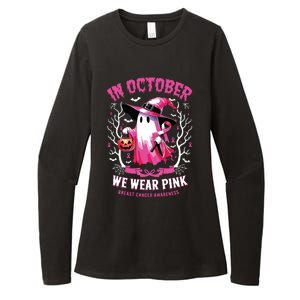 In October We Wear Ghost Witch Breast Cancer Awareness Womens CVC Long Sleeve Shirt