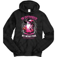 In October We Wear Ghost Witch Breast Cancer Awareness Tie Dye Hoodie