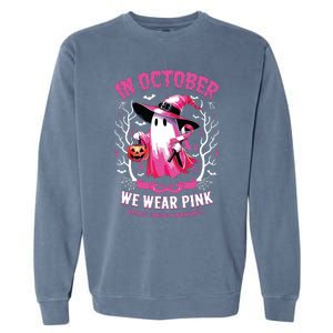 In October We Wear Ghost Witch Breast Cancer Awareness Garment-Dyed Sweatshirt