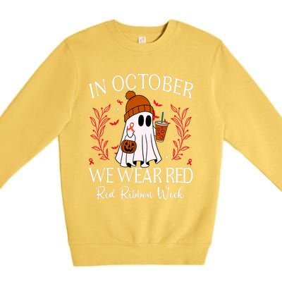 In October We Wear Red For Red Ribbon Week Awareness Premium Crewneck Sweatshirt