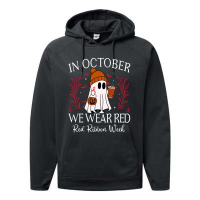 In October We Wear Red For Red Ribbon Week Awareness Performance Fleece Hoodie