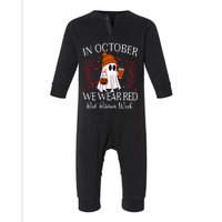 In October We Wear Red For Red Ribbon Week Awareness Infant Fleece One Piece