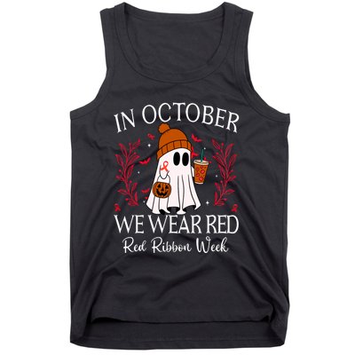 In October We Wear Red For Red Ribbon Week Awareness Tank Top