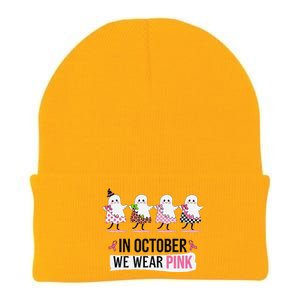 In October We Wear Pin.K Ghost Witch Breast Cancer Awareness Knit Cap Winter Beanie