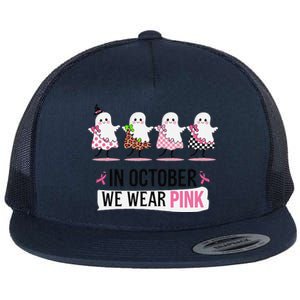 In October We Wear Pin.K Ghost Witch Breast Cancer Awareness Flat Bill Trucker Hat