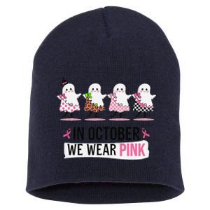 In October We Wear Pin.K Ghost Witch Breast Cancer Awareness Short Acrylic Beanie