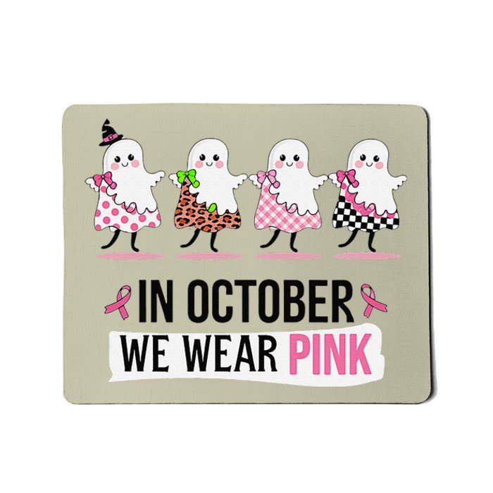 In October We Wear Pin.K Ghost Witch Breast Cancer Awareness Mousepad