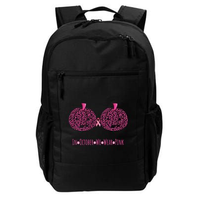 In October We Wear Pumpkin Leopard Print Bra Halloween Vneck Daily Commute Backpack