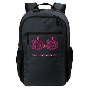 In October We Wear Pumpkin Leopard Print Bra Halloween Vneck Daily Commute Backpack