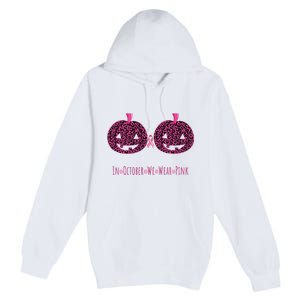 In October We Wear Pumpkin Leopard Print Bra Halloween Vneck Premium Pullover Hoodie