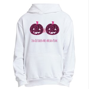 In October We Wear Pumpkin Leopard Print Bra Halloween Vneck Urban Pullover Hoodie