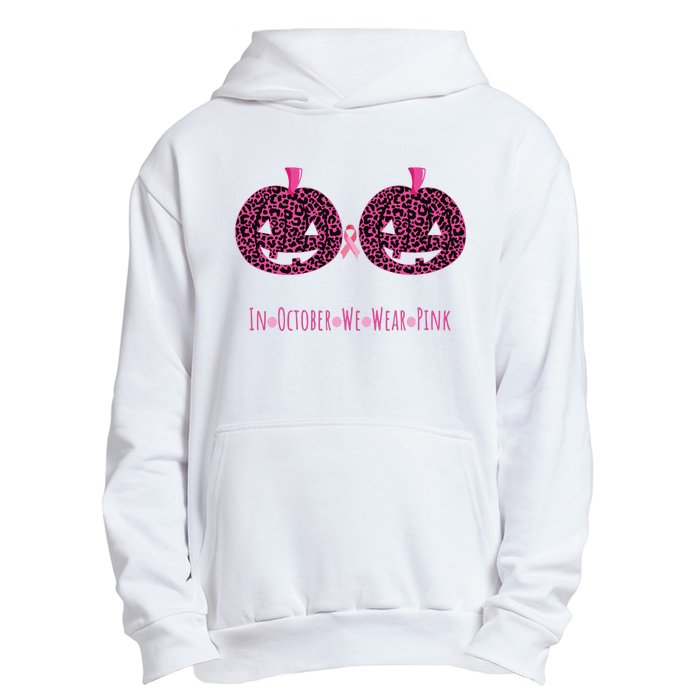 In October We Wear Pumpkin Leopard Print Bra Halloween Vneck Urban Pullover Hoodie